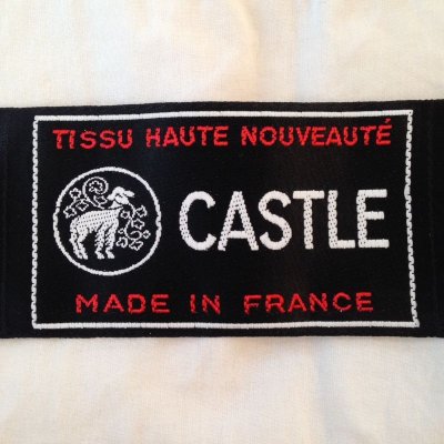 画像1: ＊完売＊フランス 布タグ ヴィンテージ CASTLE やぎ? 黒白赤 2枚セット