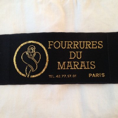 画像1: ＊完売＊フランス 布タグ ヴィンテージ マダム 黒ゴールド ３枚セット