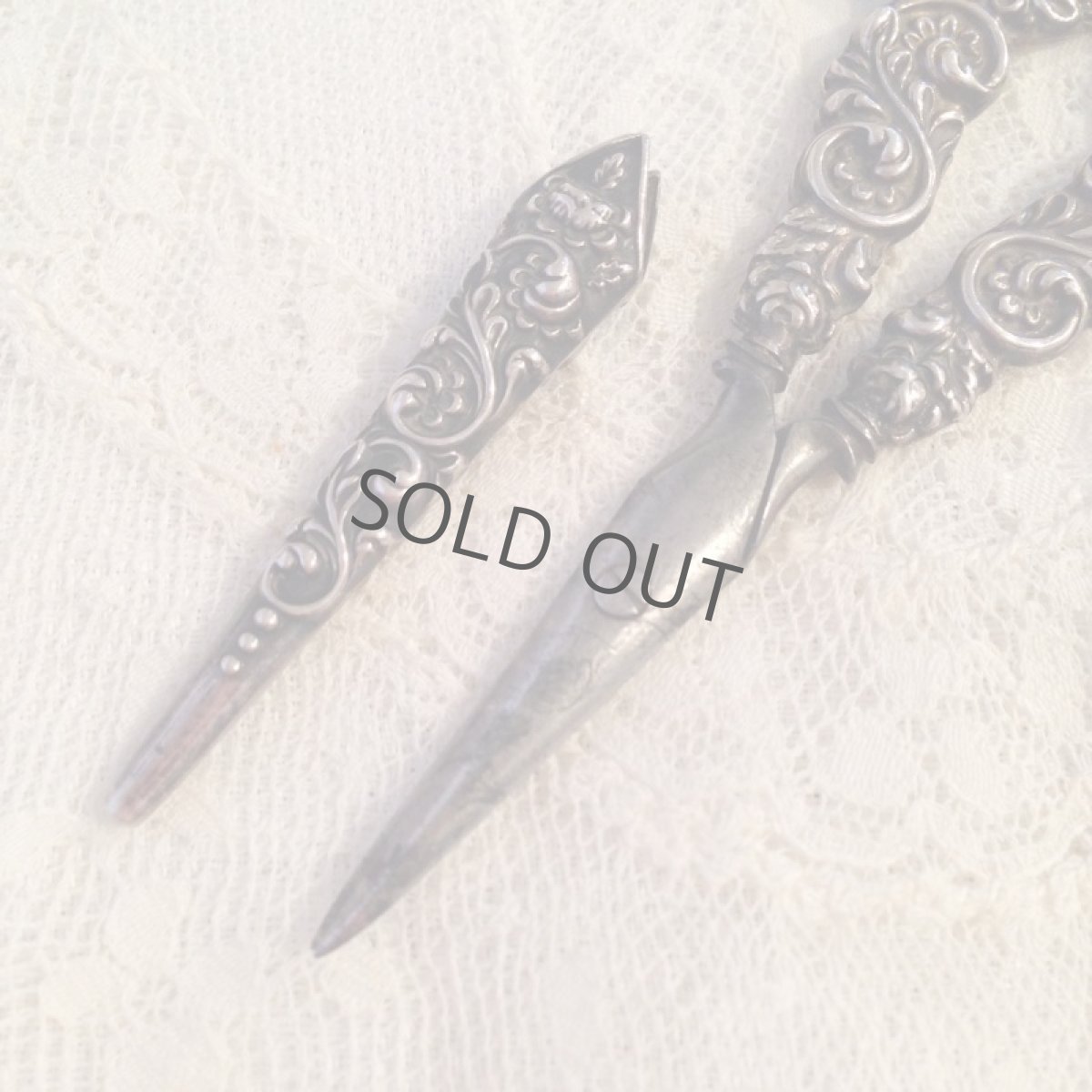 画像6: イギリス シルバー ソーイング ハサミ (6)