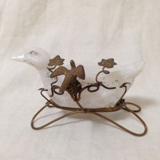 画像2: フランス ミルクガラス 飾り 小物入れ 鳥 (2)