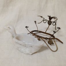 画像4: フランス ミルクガラス 飾り 小物入れ 鳥 (4)