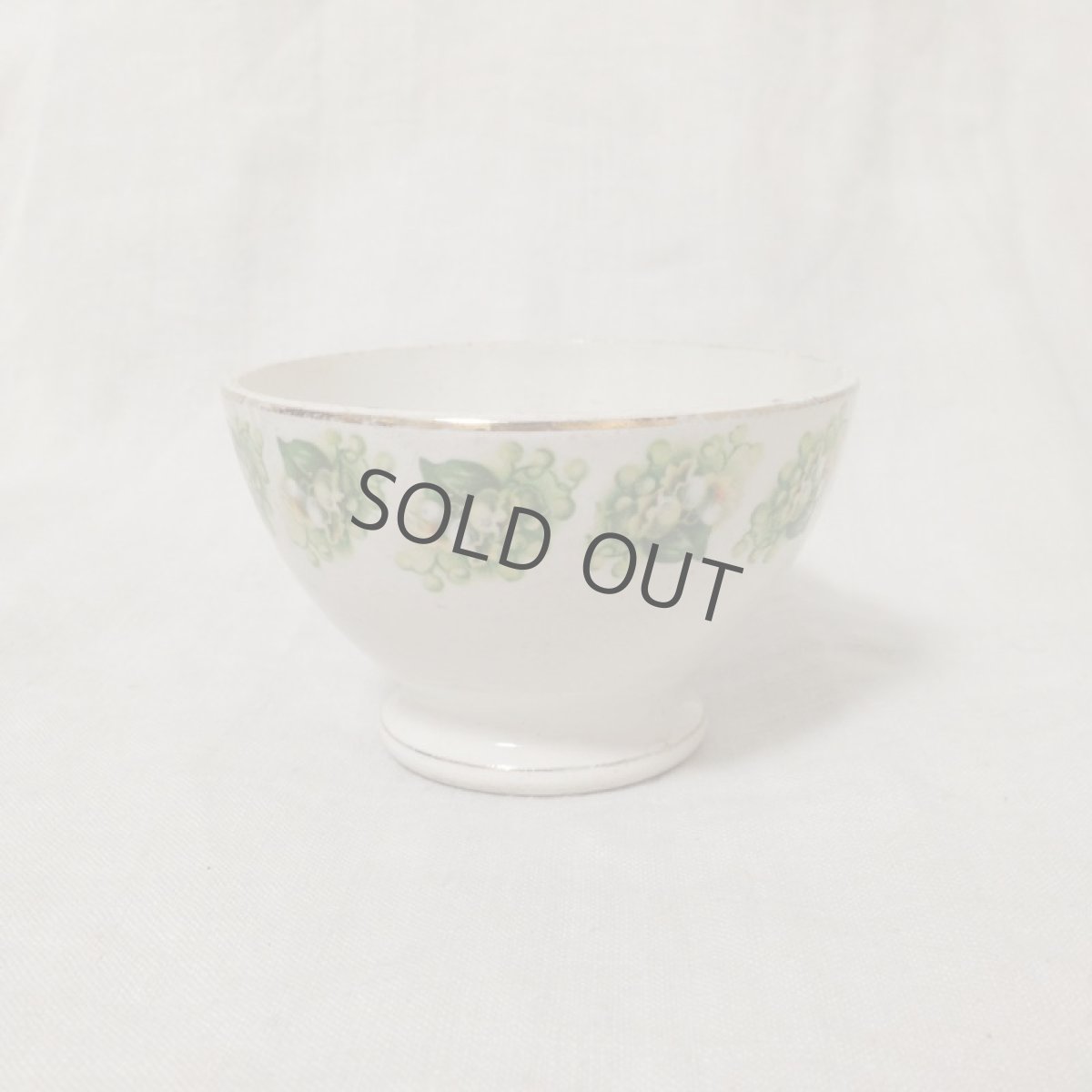 画像3: オランダ カフェオレボウル 鈴蘭 グリーン 金彩  (3)