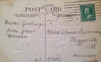 画像2: USA カード イースター 百合 鈴蘭 クロス 金彩 エンボス 1910年