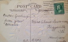画像3: USA カード イースター 百合 鈴蘭 クロス 金彩 エンボス 1910年 (3)