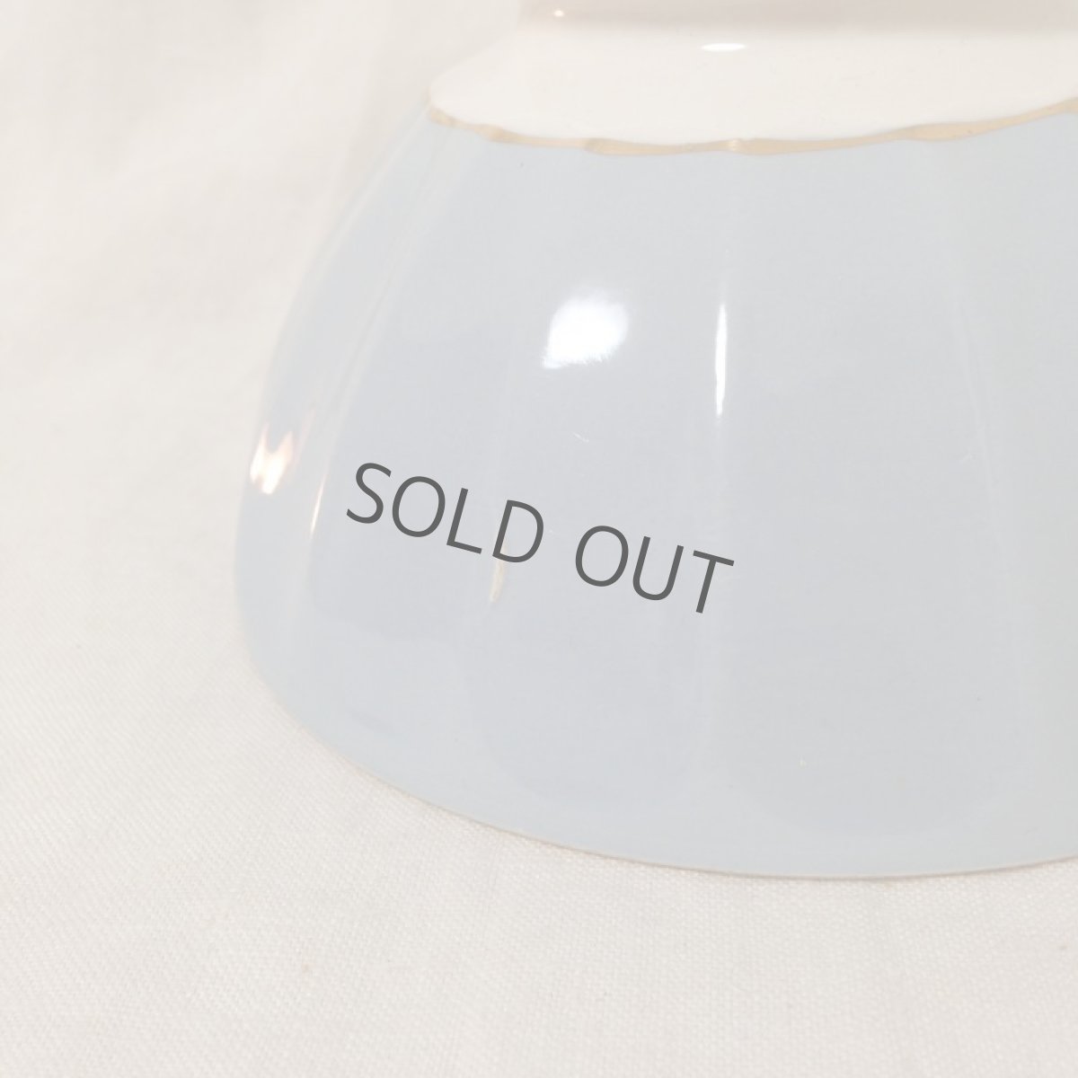 画像7: フランス カフェオレボウル 水色 金彩 シンプル  (7)