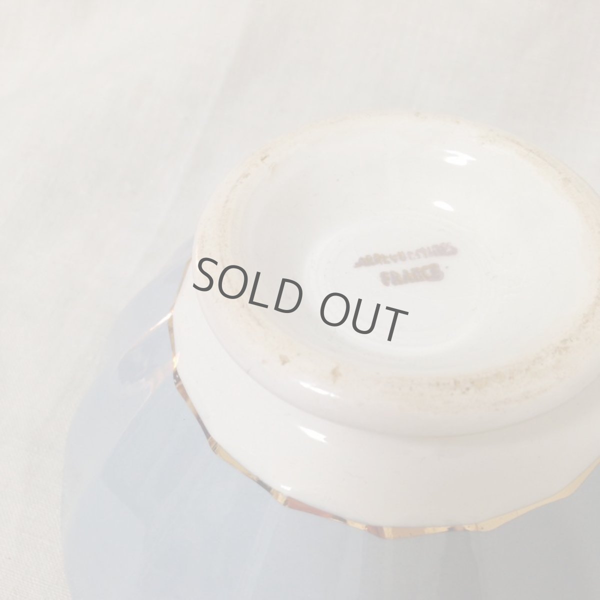 画像9: フランス カフェオレボウル 水色 金彩 シンプル  (9)