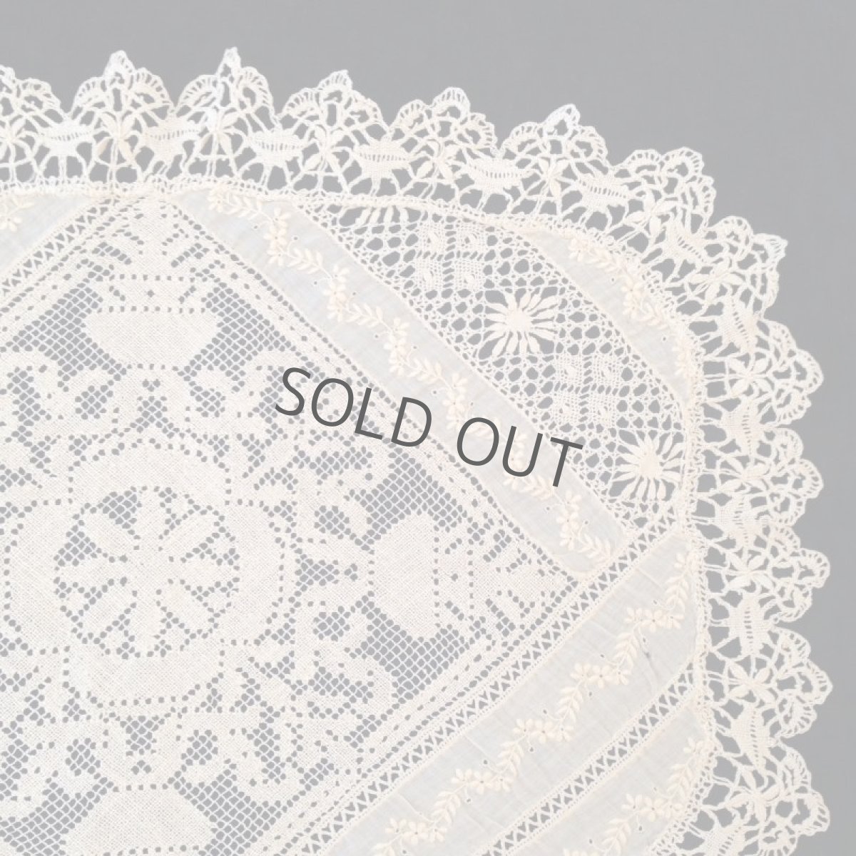 画像3: フランス レース 楕円 花 ベージュ (3)