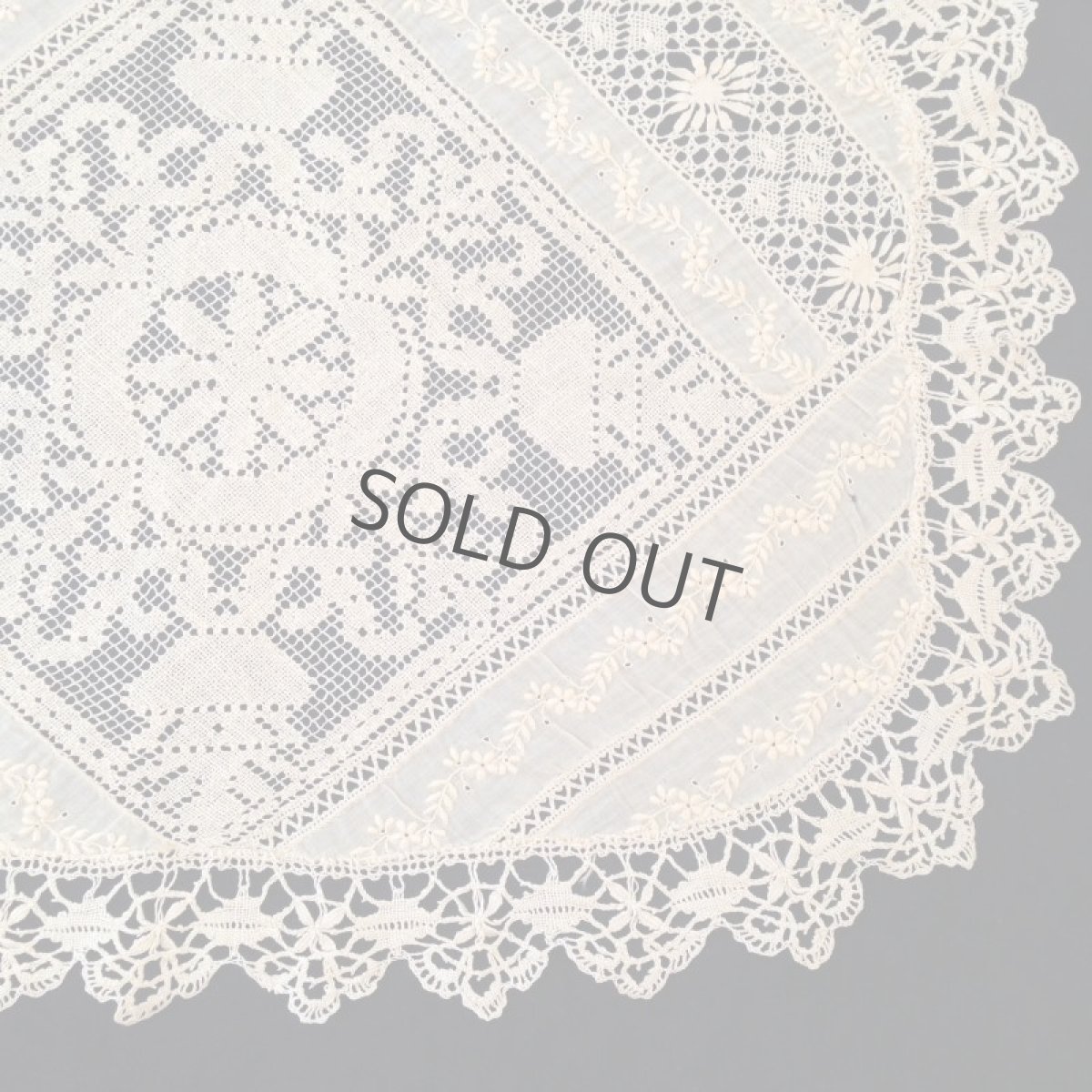 画像5: フランス レース 楕円 花 ベージュ (5)