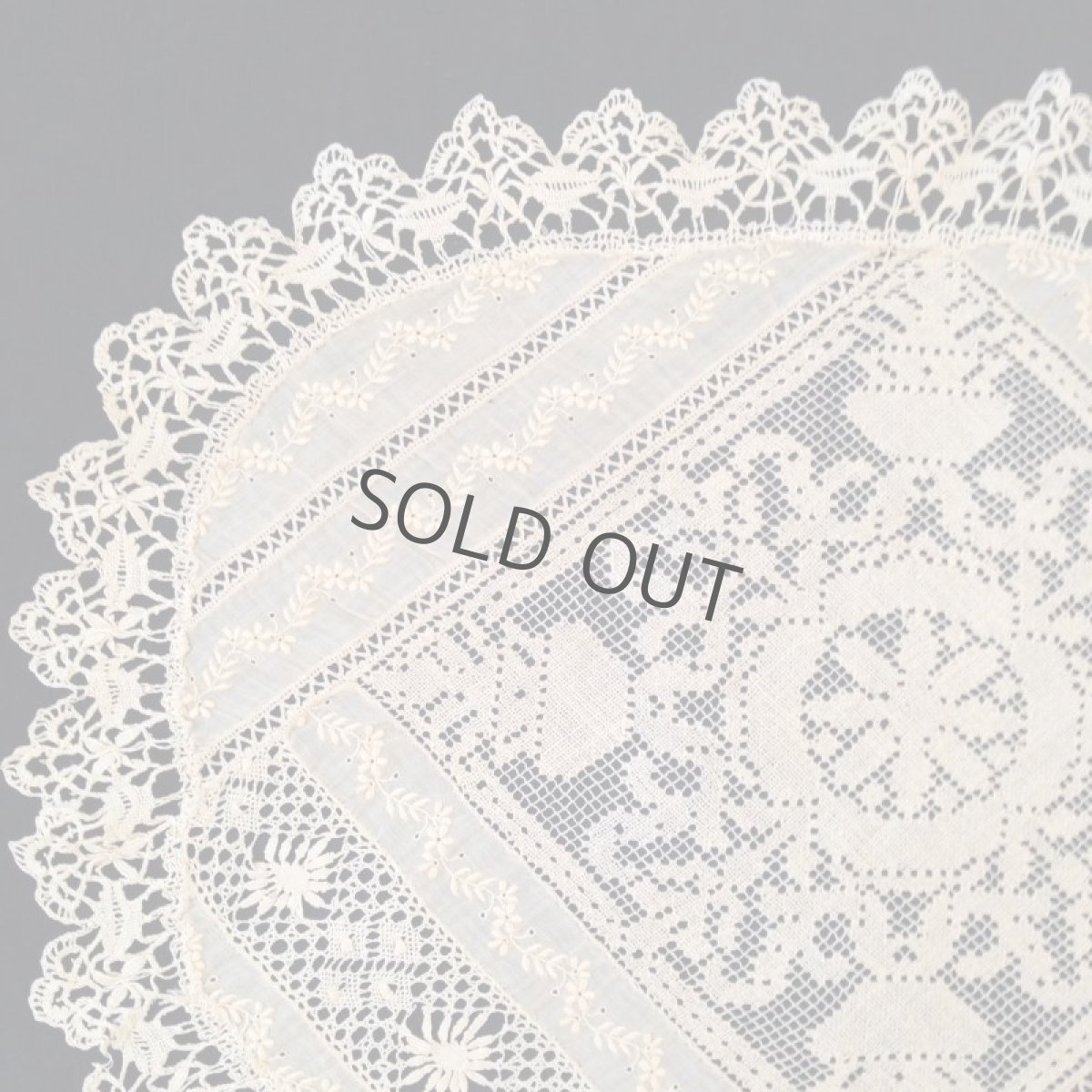 画像2: フランス レース 楕円 花 ベージュ (2)