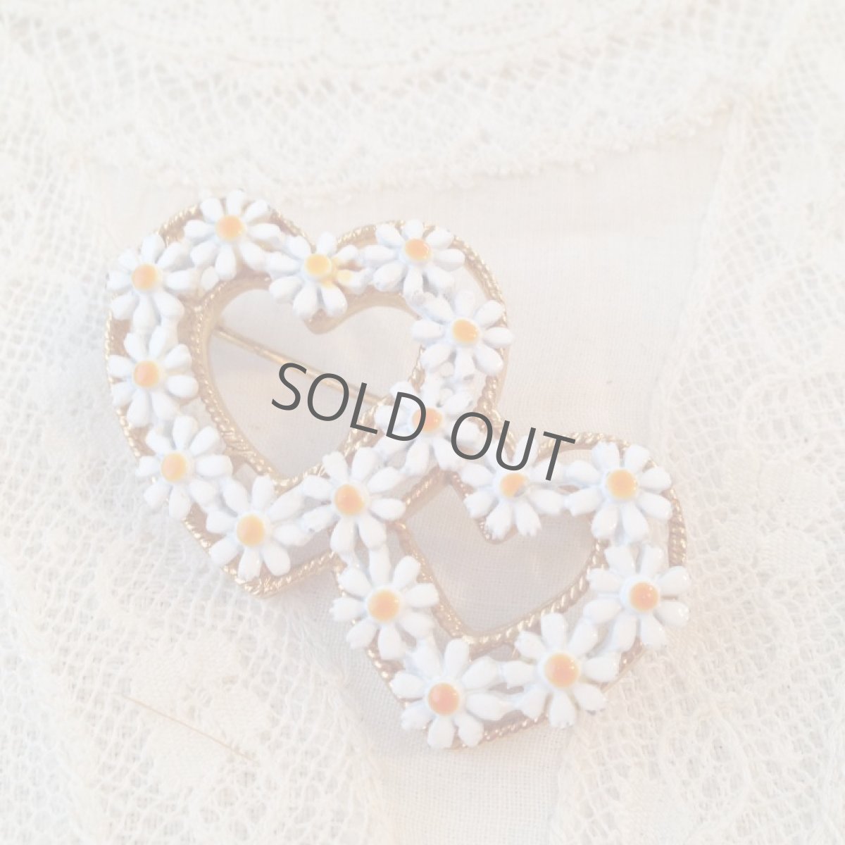 画像5: USA ブローチ 花 ハート 小花 ホワイト ゴールド (5)