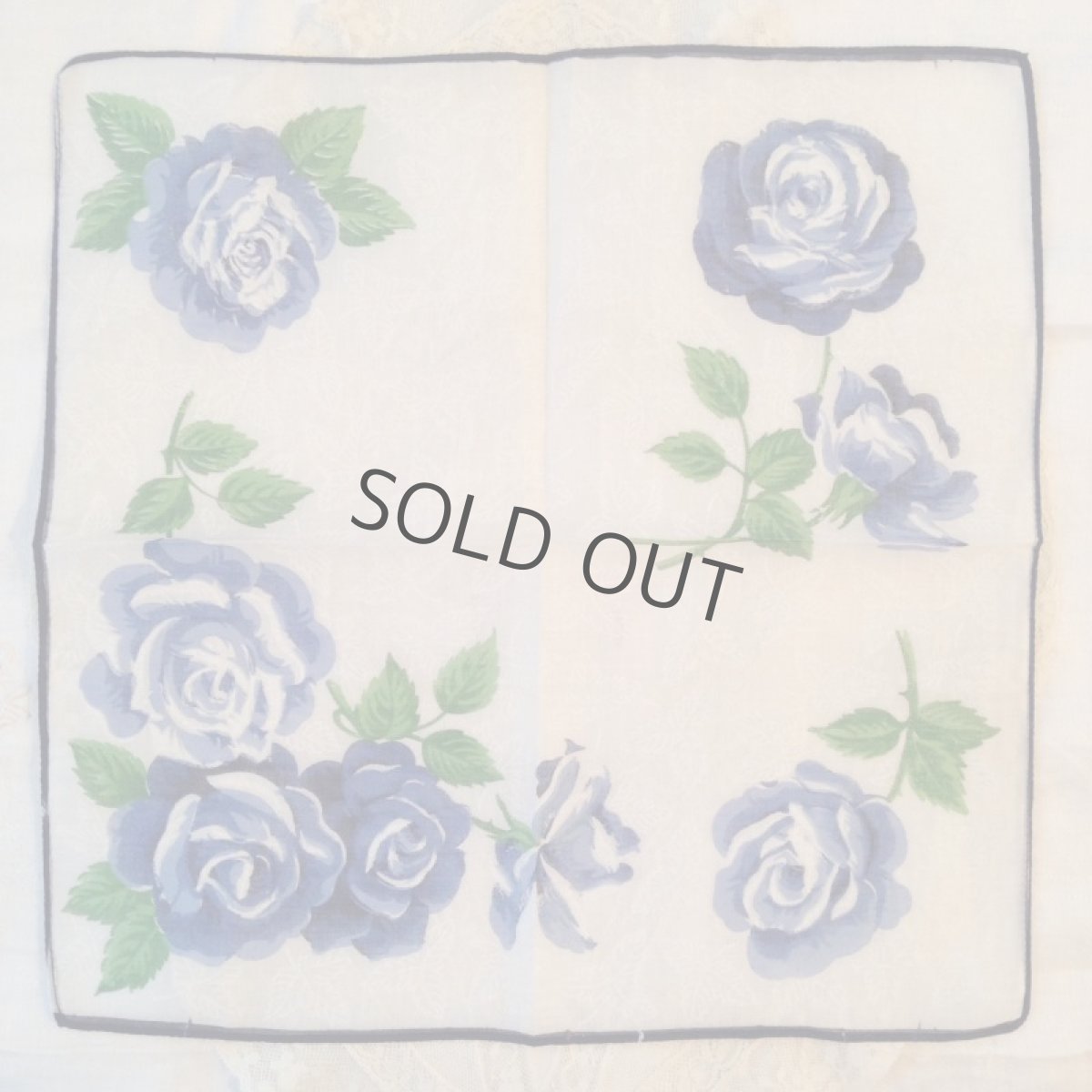 画像2: ハンカチーフ ブルー バラ ホワイト (2)