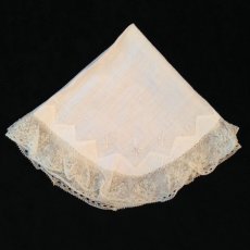 画像1: ハンカチーフ レース 手刺繍 白 (1)