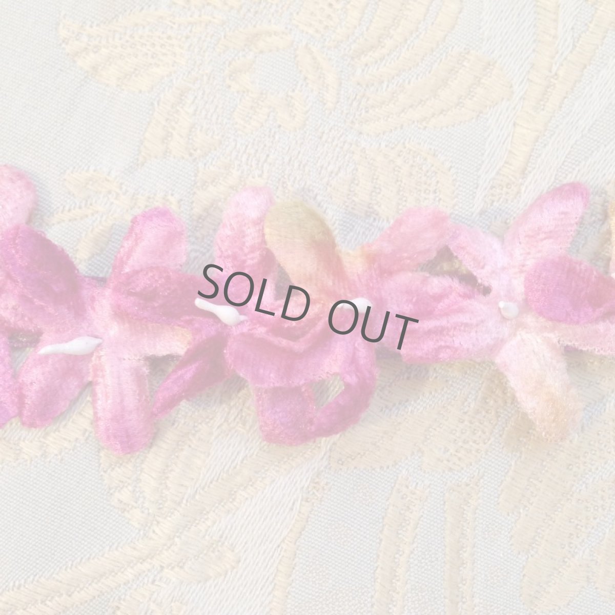 画像2: 布花 リボン ベルベットとオーガンジー 濃いピンク ５pcセット (2)