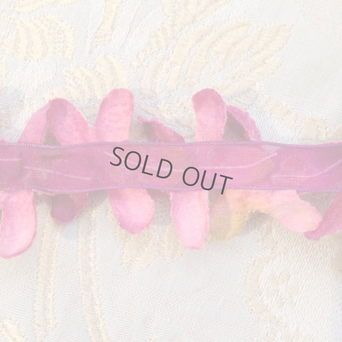 画像3: 布花 リボン ベルベットとオーガンジー 濃いピンク ５pcセット (3)