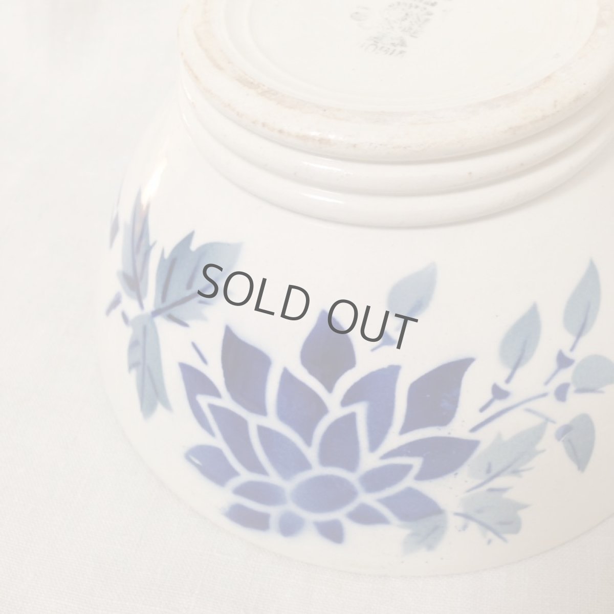 画像12: カフェオレボウル  Digoin＆Sarreguemin ブルー  花 ステンシル ※ヘアラインあり (12)