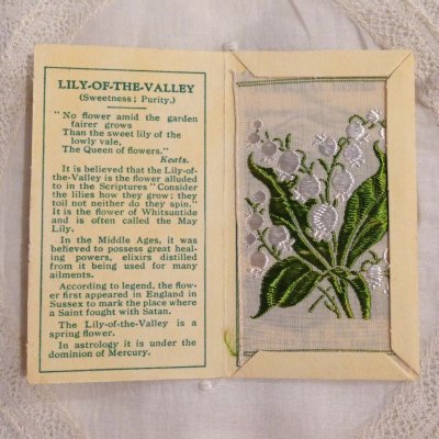 画像1: 広告 シガレットカード シルク刺繍 LILY-OF-THE-VALLEY