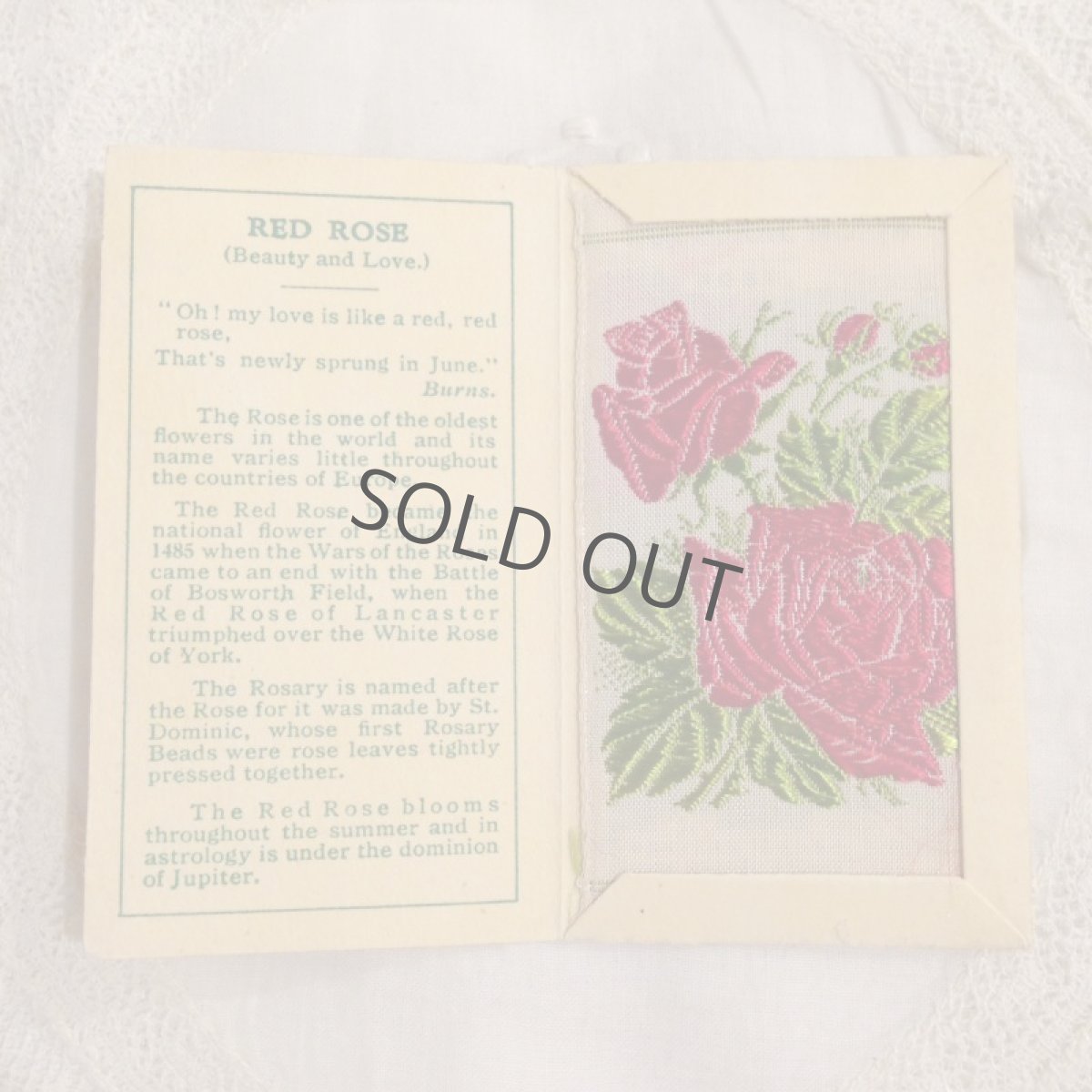 画像3: 広告 シガレットカード シルク刺繍 RED ROSE (3)