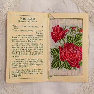 画像1: 広告 シガレットカード シルク刺繍 RED ROSE