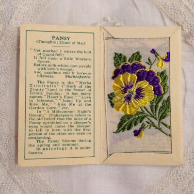 画像1: 広告 シガレットカード シルク刺繍 PANSY