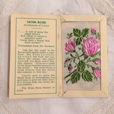 画像1: 広告 シガレットカード シルク刺繍 MOSS ROSE