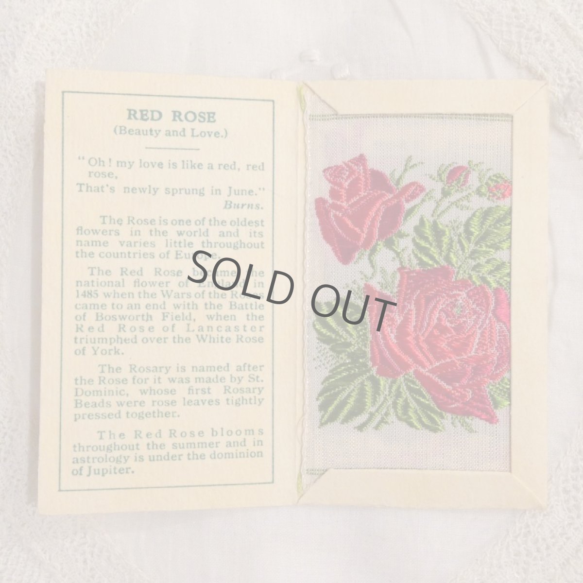 画像3: 広告 シガレットカード シルク刺繍 RED ROSE (3)