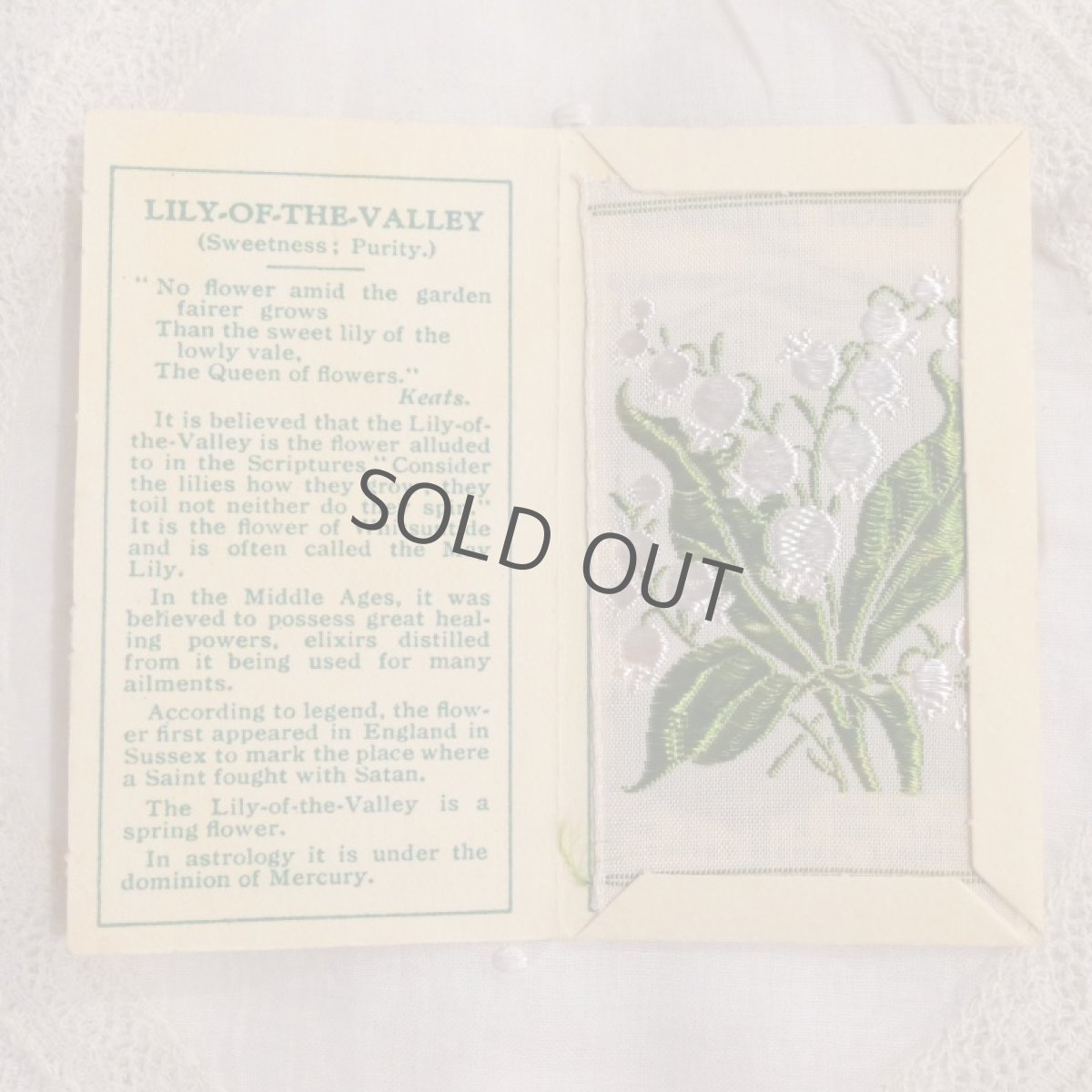 画像2: 広告 シガレットカード シルク刺繍 LILY-OF-THE-VALLEY (2)