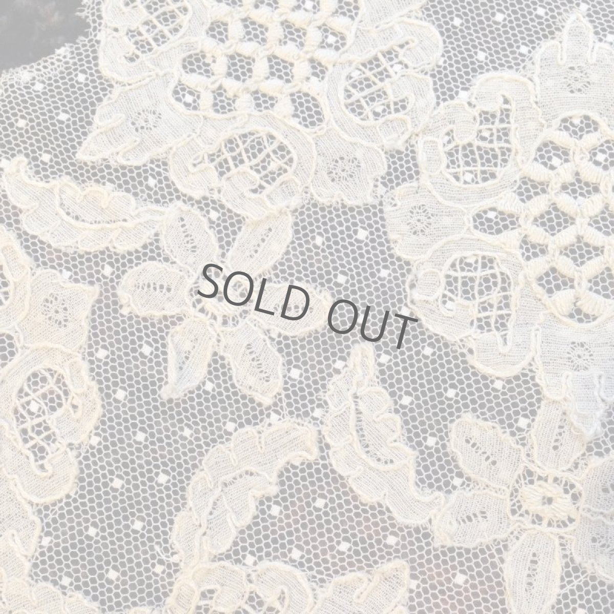 画像5: 手芸用品  はぎれレース チュールにモチーフ 生成り (5)