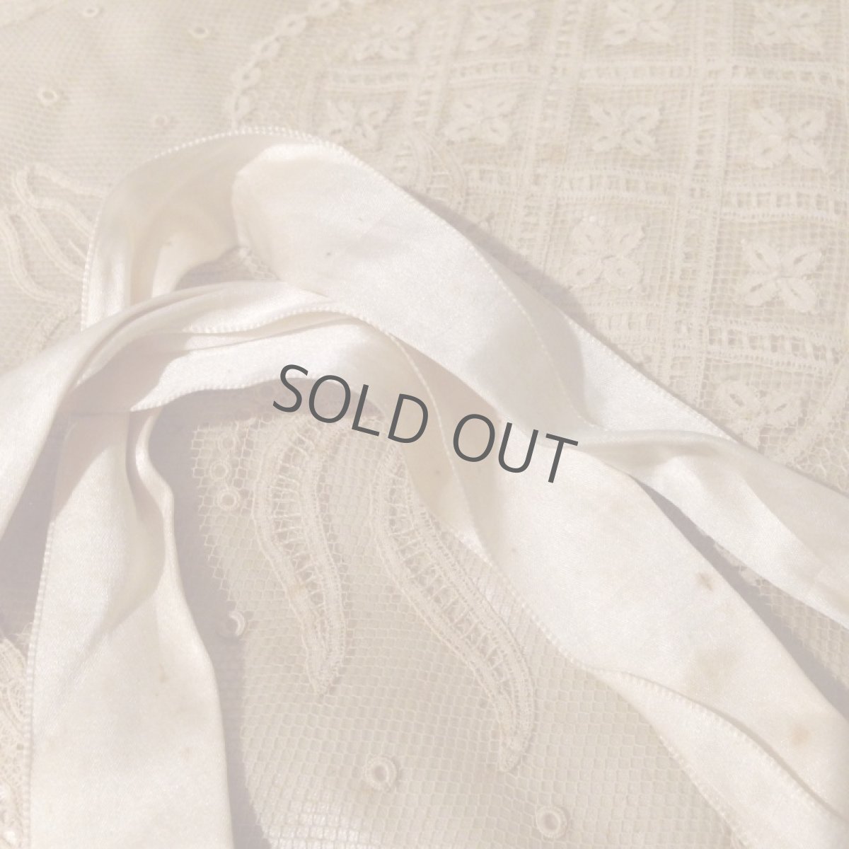 画像9: ハンカチ/ランジェリーケース ベージュ レース/シルクリボン (9)