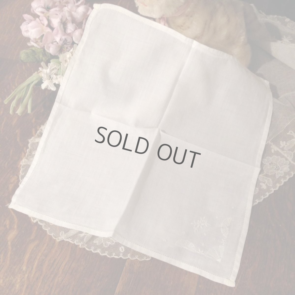 画像2: ハンカチーフ ポイント刺繍 ホワイト (2)