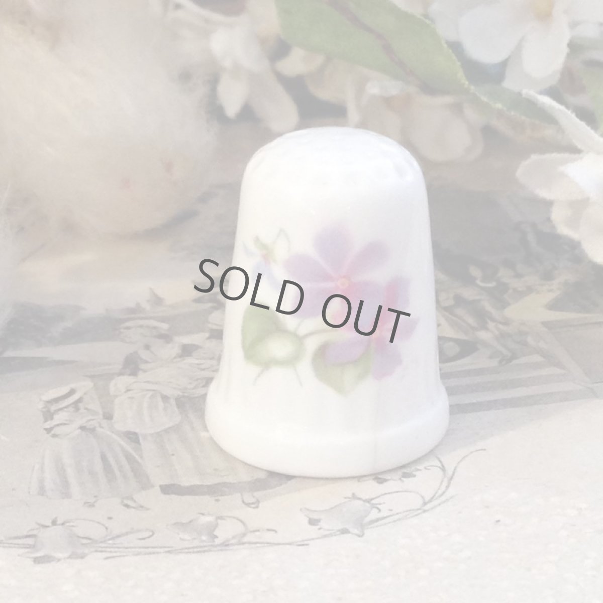 画像3: 手芸用品 シンブル 陶器 スミレ DUCHESS ※傷みあり (3)