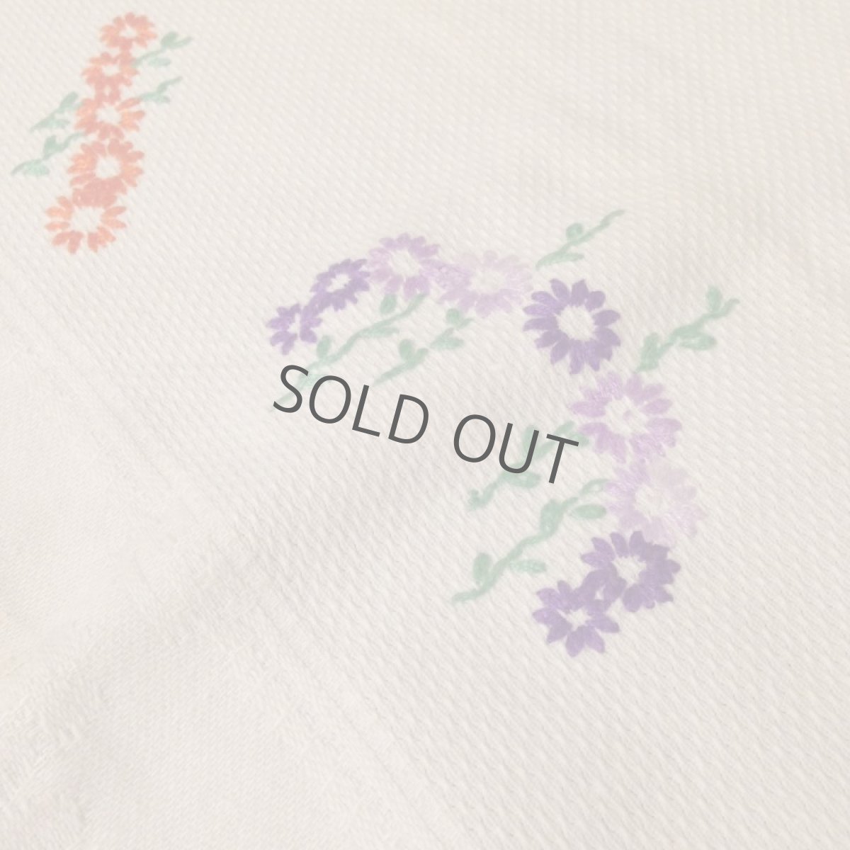 画像4: テーブルリネン ホワイト 織り/刺繍 小花 オレンジ/パープル (4)