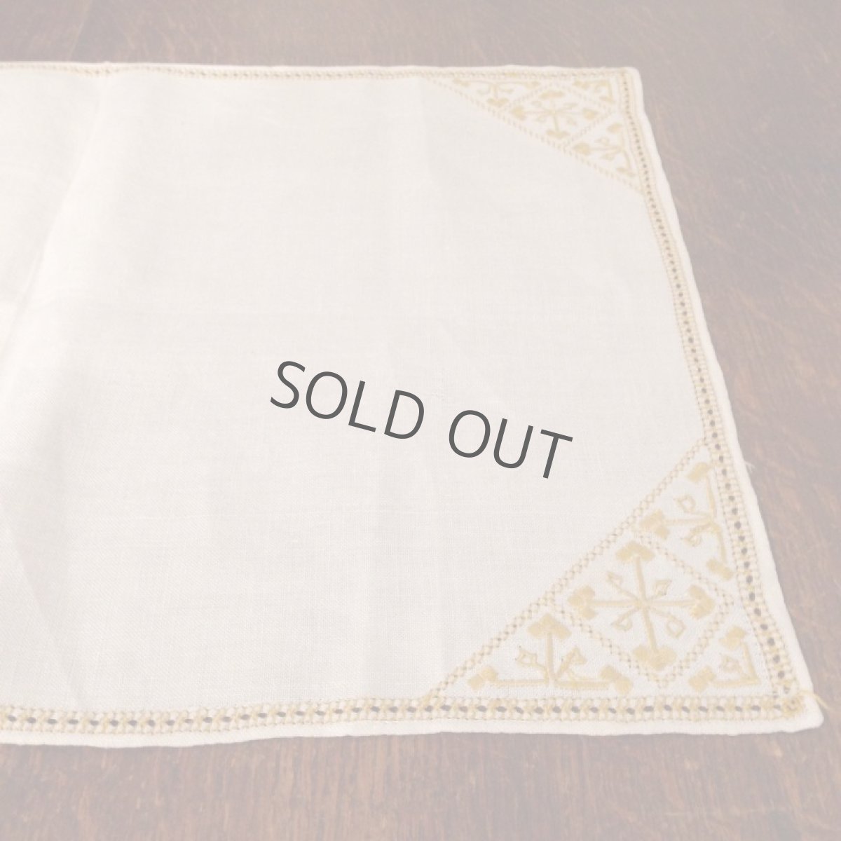 画像3: テーブルリネン ベージュ 刺繍 模様 イエロー (3)