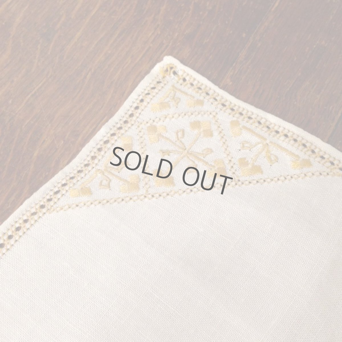 画像5: テーブルリネン ベージュ 刺繍 模様 イエロー (5)