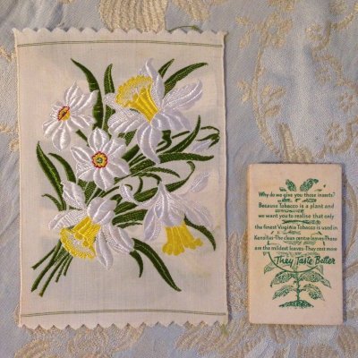 画像1: シガレットカード シルク刺繍 (台紙なし) ポストカードサイズ