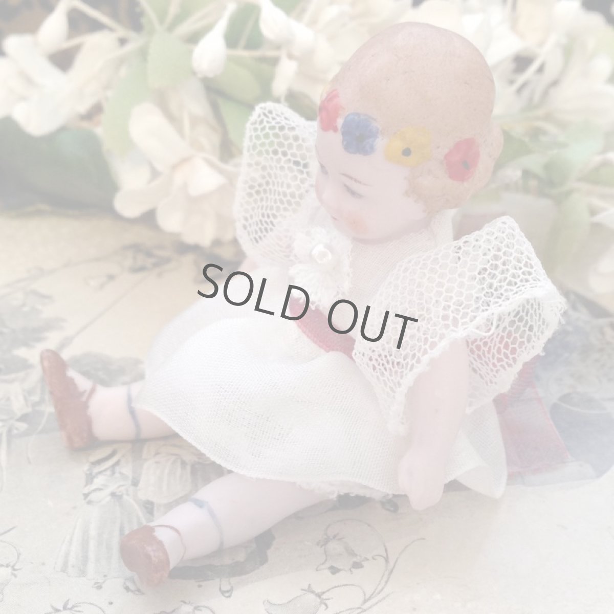 画像6: ビスクドール 女の子 花の冠 お洋服手作り (6)