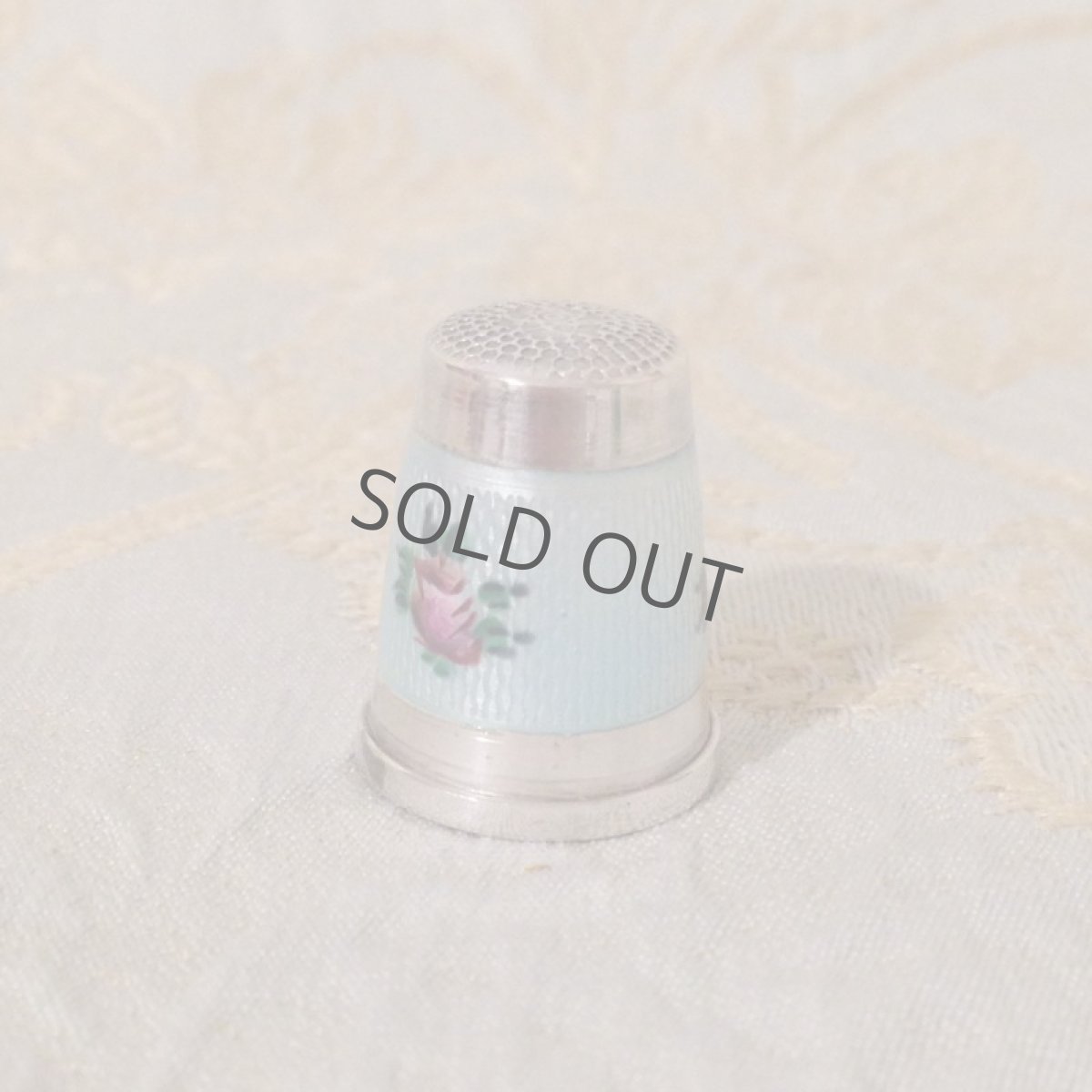 画像2: 手芸用品 シンブル エナメル 薔薇 シルバー (2)