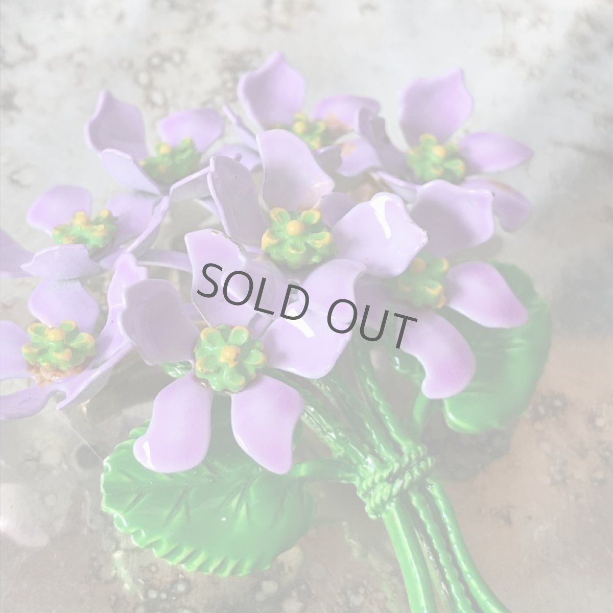 画像5: ブローチ エナメル 花束 紫/グリーン (5)