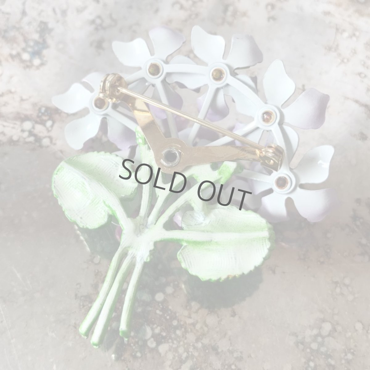 画像2: ブローチ エナメル 花束 紫/グリーン (2)