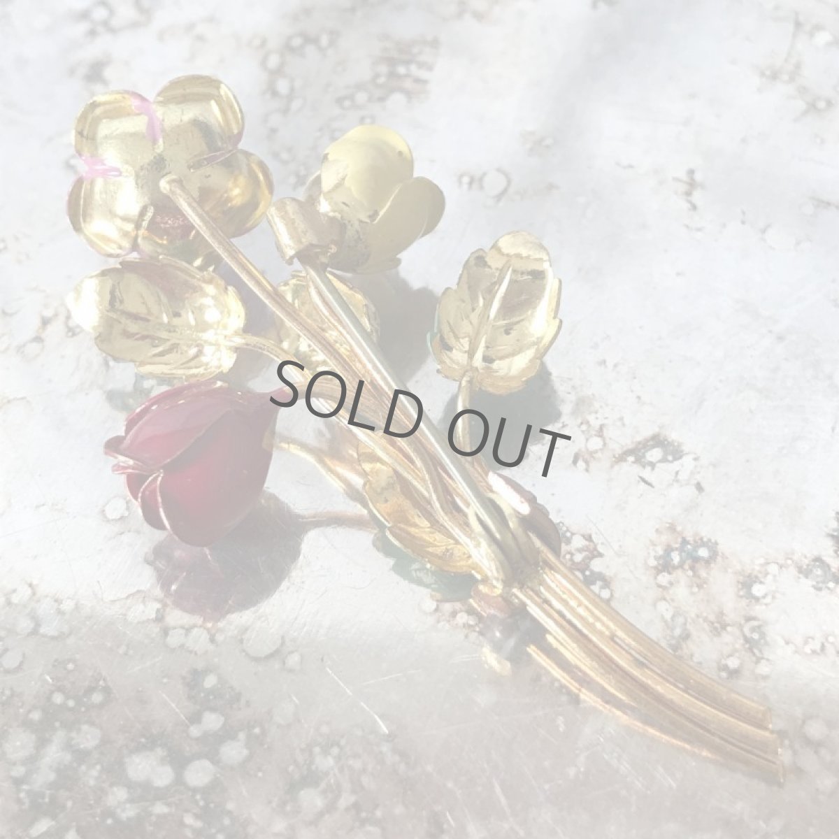 画像2: ブローチ エナメル 花束 薔薇 赤/黄/ピンク (2)