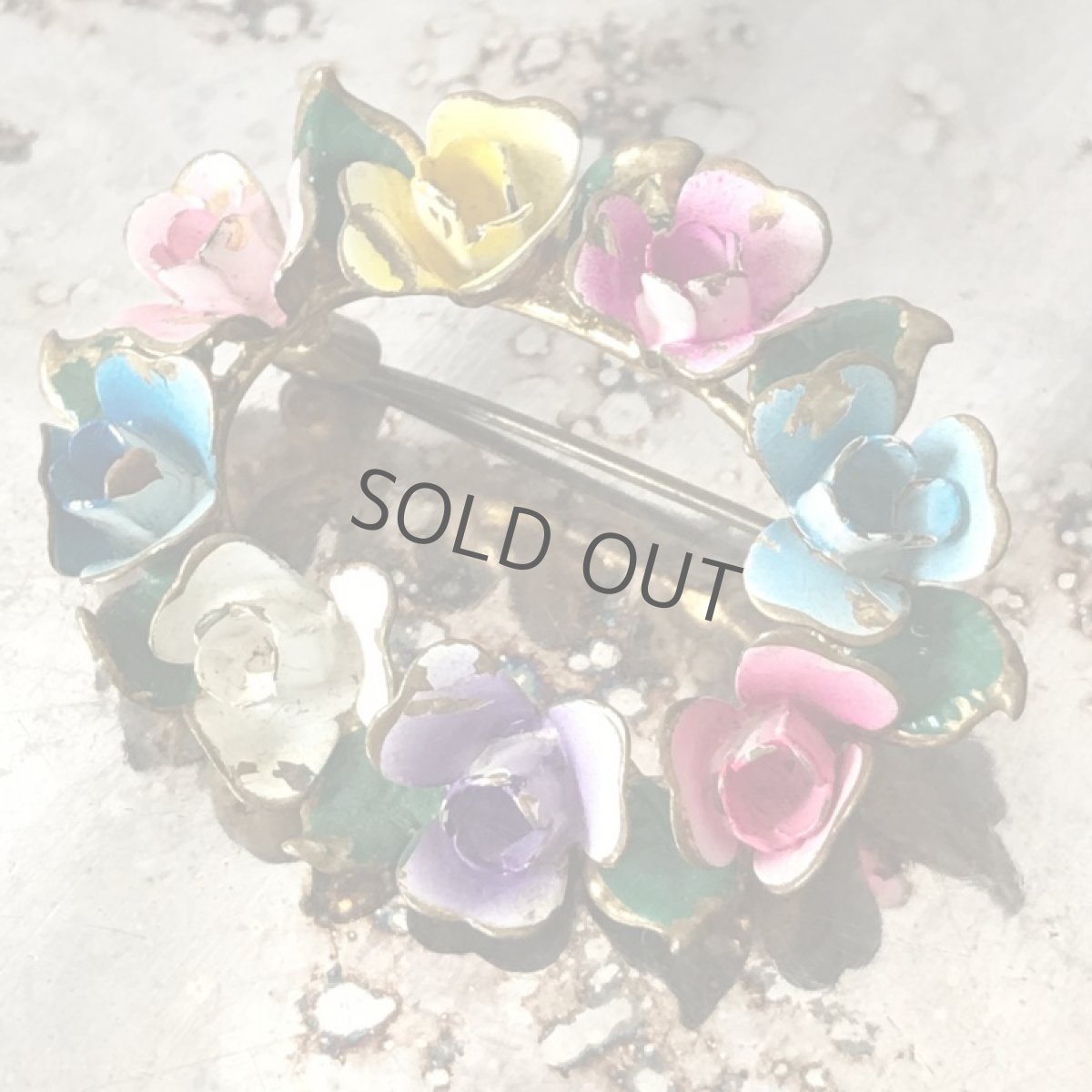 画像5: ブローチ エナメル 花 リース (5)