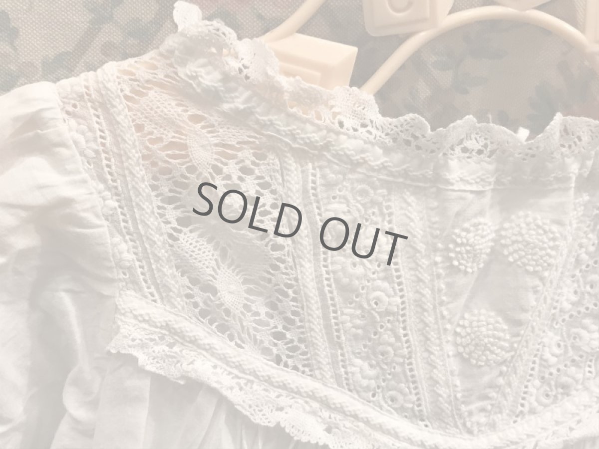 画像6: レースと手刺繍のベビードレス ロング (6)