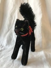 画像2: steiff 黒猫のぬいぐるみ (大) 赤リボン (2)