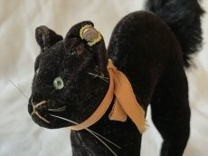 画像7: steiff 黒猫のぬいぐるみ (中) オレンジリボン (7)