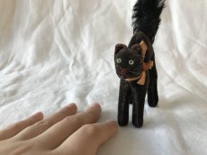 画像9: steiff 黒猫のぬいぐるみ (小) オレンジリボン (9)