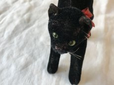 画像8: steiff 黒猫のぬいぐるみ (大) 赤リボン (8)