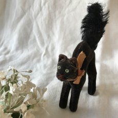 画像1: steiff 黒猫のぬいぐるみ (小) オレンジリボン (1)