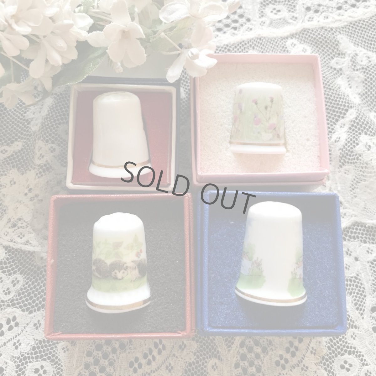 画像2: 手芸用品  箱付きシンブル 陶器 動物柄 (2)