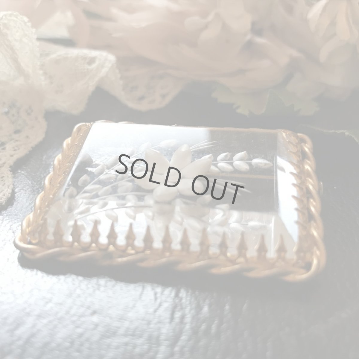 画像9: ルーサイト 花束モチーフのブローチ/四角 (9)