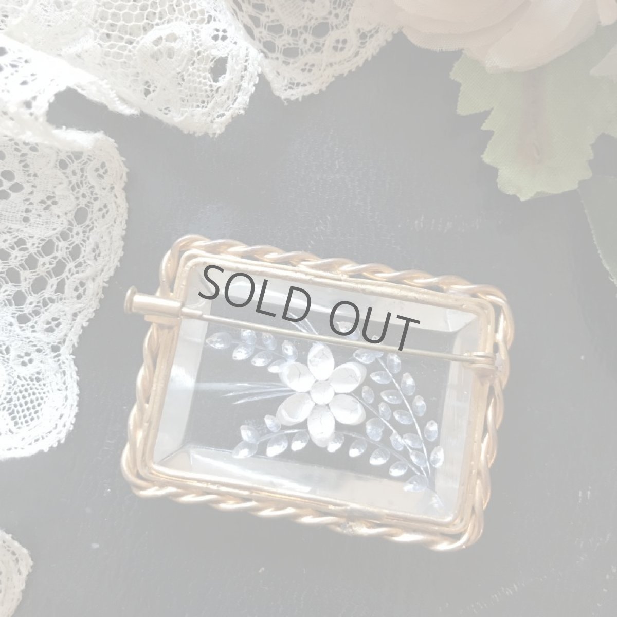 画像5: ルーサイト 花束モチーフのブローチ/四角 (5)