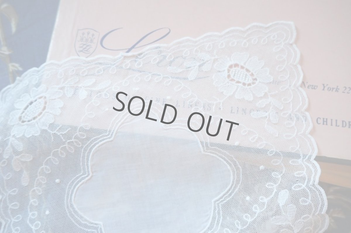 画像7: チュール/刺繍/四角のレースドイリー (7)